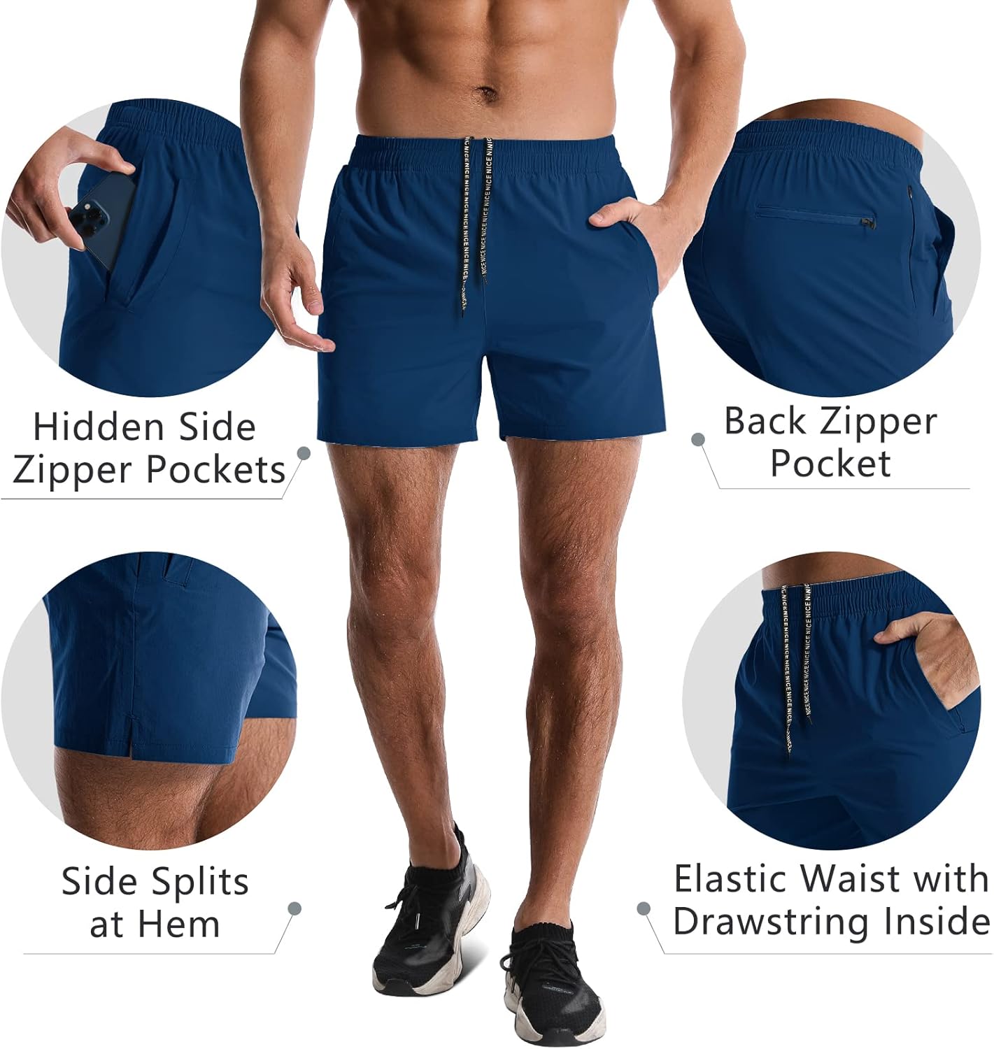2 Pack Mens Athletic Shorts 5 Inch Quick Dry Gym Workout Shorts Men Lightweight Sports Running Shorts with Pockets